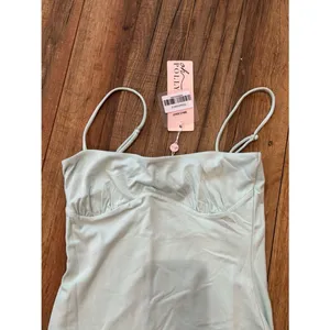 Oh Polly Boutique Mint Bodycon Mini Dress NWT | Spaghetti Strap Ruched Bust thumbnail 4