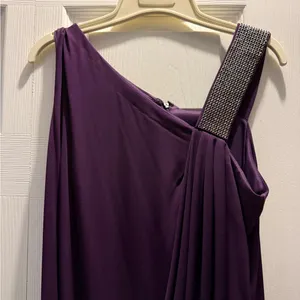 Karina Grimaldi One-Shoulder Purple Dress with Silver Accent thumbnail 2