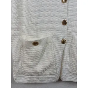 PrettyGarden Knit Sweater Vest S White Gold Button Textured‎ Sleeveless NEW thumbnail 3