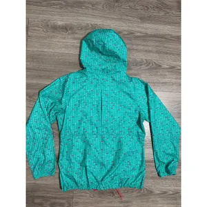 Columbia Womens Windbreaker L Teal Pink Geometric Full Zip Hooded Jacket Rain thumbnail 10