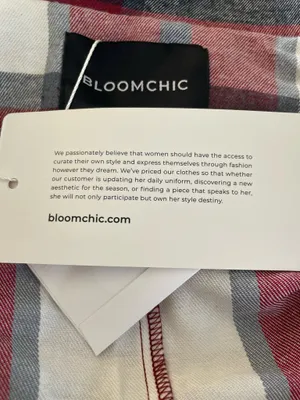 BloomChic Plaid Double-Breasted Blazer Jacket Burgundy Red White Size 12 NWT thumbnail 11