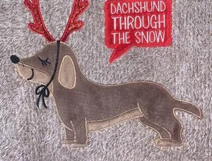 Holiday time Dachshund through the Snow Sweatshirt- “Ugly Christmas sweater” thumbnail 2