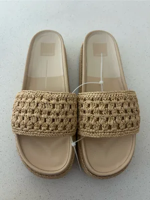 Dolce Vita Sidona Sandals Slides Natural Raffia Women’s 10 $120 thumbnail 3
