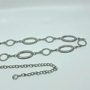 Y2K Minimalist Silver Geometric Link Chain Belt, Fits 29–42 Inches, X7GA1221 thumbnail 7
