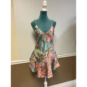 Cinema Etoile Vintage 2 Piece Nightgown Kimono Robe Set Floral Chain Print M/L thumbnail 3
