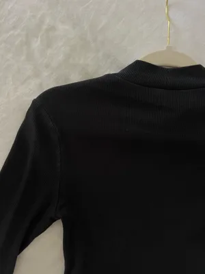 Super soft Ribbed Abercrombie & Fitch black short neck turtle neck long sleeve top thumbnail 6