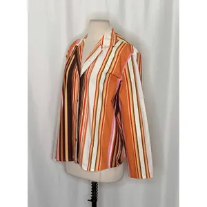 NWT!! ZARA Colorful Striped Buttondown Shirt Top‎ Cotton Notch Collar Small thumbnail 5