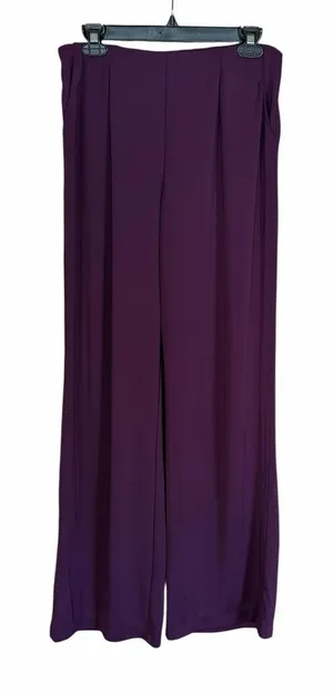 Susan Graver Size Small Burgundy Premier Knit Pull On Wide Leg Pants Pockets thumbnail 1