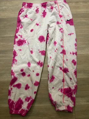 Nike Kids White & Hot Pink Tie-Dye Jogger Sweatpants thumbnail 1