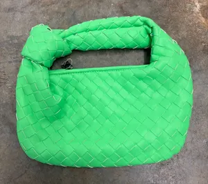 Neon Green Intrecciato Knotted Mini Jodie Style Bag Hobo Purse thumbnail 1