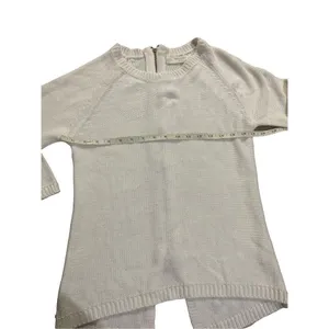 Zara Knit white sweater with zip up back sz medium‎ thumbnail 6