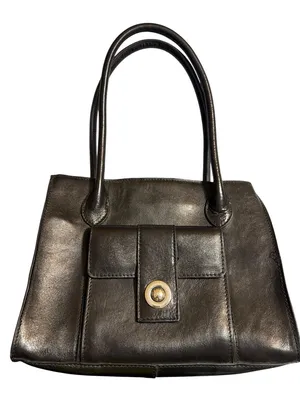 Vintage Wilsons Leather Black Shoulder Bag Magnetic Front Pocket Double Handles thumbnail 1