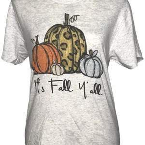Next Level "It's Fall Y'all" (XS) Pumpkin Autumn Halloween Thanksgiving Printed Tee thumbnail 9