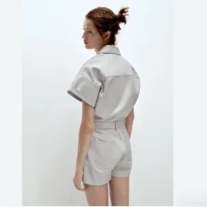 NWOT ZARA Denim Cotton Shimmer Romper Playsuit Bloggers Fave thumbnail 2