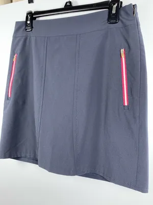 Annika Cutter & Buck Golf Skort Womens 4 Gray Pink Zip Pockets Stretch Tennis thumbnail 6