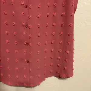 Dusty Rose Textured Swiss Dot Button Front Blouse Size XL thumbnail 7