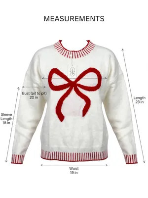Mud Pie White Crewneck Sweater with Red Bow Detail thumbnail 3