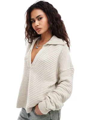 Free People Marlie Pullover Sweater Women's Small Pebble Collared Bohemian NWOT thumbnail 3
