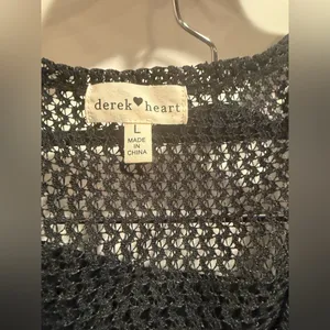 Derek Heart NWOT Black Crochet Tank Top and Shorts Set‎ Swim CoverUp Size L thumbnail 8