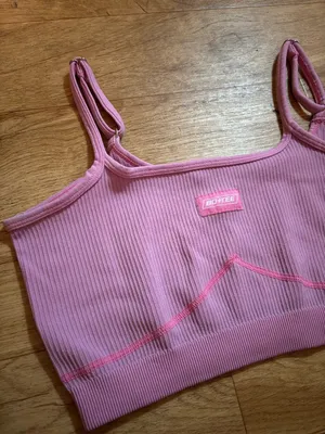 Bo + Tee Pink Ribbed Sports Bra thumbnail 2