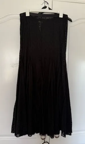 Free people black lace maxi slip skirt thumbnail 1