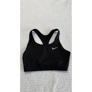 Nike Womens Dri-FIT Racerback Sports Bra Black Silver Swoosh Size Medium thumbnail 2
