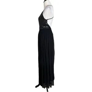 Chan Luu Sequin Puri Maxi Dress Womens XS Black Open Back Formal Chiffon Gown thumbnail 6