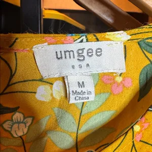 Umgee Yellow Floral Boho Patchwork Mini Dress Size Medium thumbnail 2