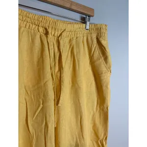 Gap yellow linen blend Easy Pant cropped pants thumbnail 3