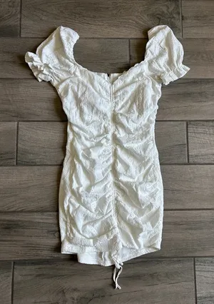 privy White Eyelet Puff-Sleeve Mini Dress thumbnail 1
