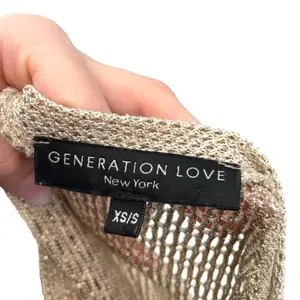 Generation Love Metallic Gold Open Knit Mesh Pullover‎ Sweater Size XS/S thumbnail 4