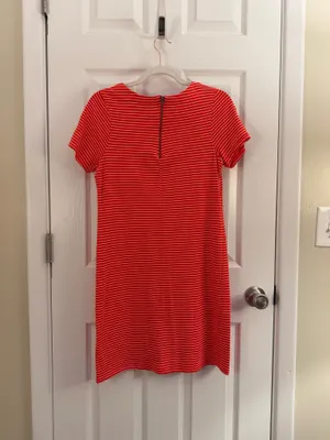 Merona Orange White Stripe Short Sleeve T-shirt Shift Dress Small thumbnail 2