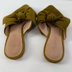 Madewell The Remi‎ Bow Suede Mule in Spiced Olive Green Size 8.5 thumbnail 4