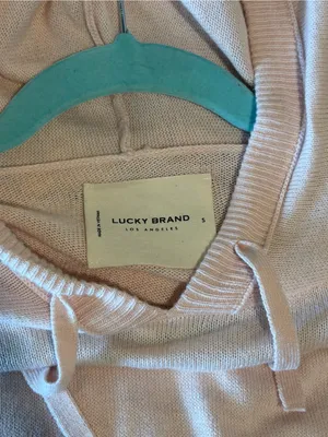 Lucky Brand Soft Blush Pink Knit Hoodie Pullover Size S thumbnail 3