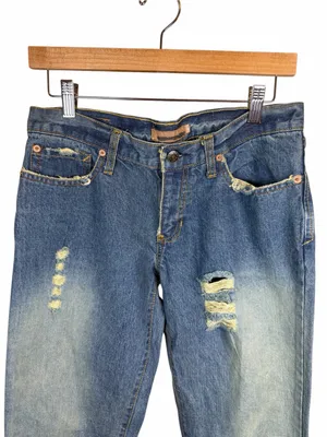 Abercrombie & Fitch Y2K Distressed Bootcut Madison Jeans Blue Denim Grunge Sz 6 thumbnail 6