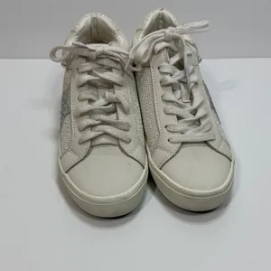 Vintage Cream and Silver Star Sneakers White Size 9 thumbnail 2