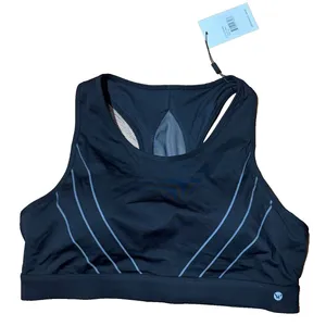White Mark Women's 3XL Racer Back Cut-Out Contour Striped Sports Bra thumbnail 2