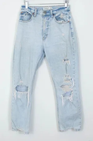 Abercrombie & Fitch The Ankle Straight‎ Ultra High Rise Curve Love Destroy Jeans thumbnail 1