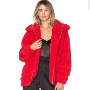I. Am. Gia Pixie Oversized Teddy Coat Red size Medium Revolve $110 thumbnail 2