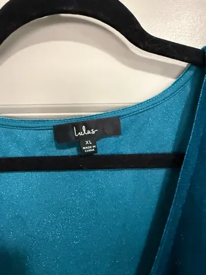 Lulus Luxe to the Touch Blue Velvet Long Sleeve Wrap Womens Mini Dress Teal XL thumbnail 2