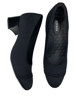 Vivaia womens Julie Arch Pro Almond Toe Block Heels Black 37.5 US 7 smart casual thumbnail 1