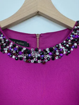 🌟Ted Baker🌟 Elenna Rhinestone Collar Sleeveless Sheath Knit Dress Pink Sz 1 S thumbnail 5