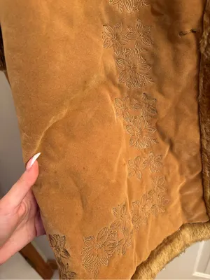 Vintage Faux Suede and Sherling Embroidered Hooded Coat thumbnail 6