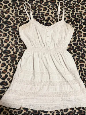 2000s vintage style abercrombie & fitch white whimsical babydoll lace mini dress thumbnail 3
