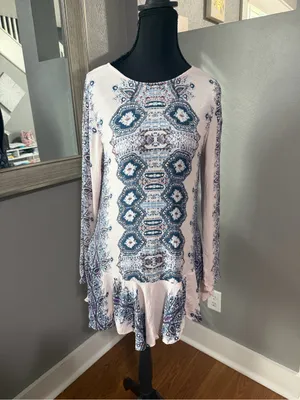 Free People Smooth Talker Paisley Boho Cottagecore Open Back tunic dress XS thumbnail 3