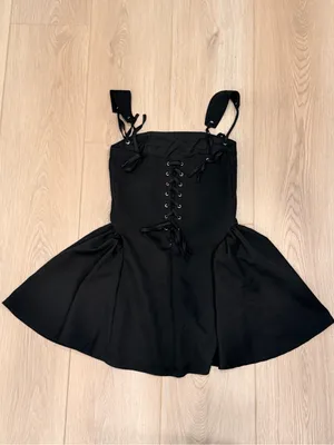 Innovare Denim Black Corset Lace Up Fit & Flare Mini Dress thumbnail 7