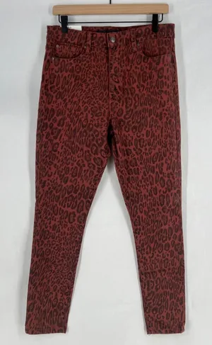 Joe's The Charlie Ankle Jean Women 31 Brown Stretch Leopard High Rise Skinny Leg thumbnail 1