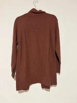 GAP Open-Front Merino Blend Cardigan Sweater Burnt Russet Brown size large thumbnail 3