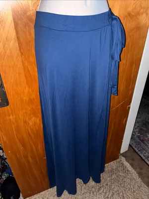 Doublju Bright Blue Wrap-Style Maxi Skirt with Side Tie - Size XL thumbnail 5