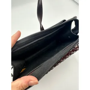 Western Woven Heart Concho Crossbody Wallet Bag Brown Black Ornate Corners thumbnail 6